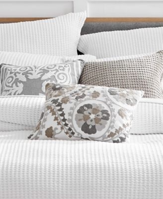 Mills Waffle Crewel Suzani Decorative Pillow, 14" x 18"