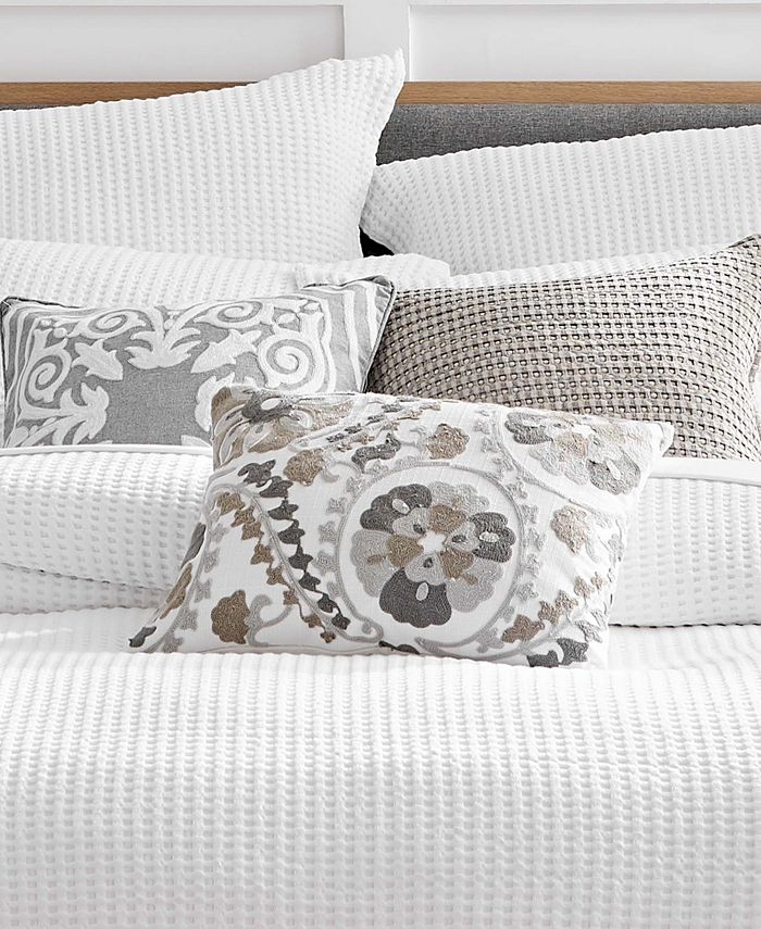 Levtex Mills Waffle Crewel Suzani Decorative Pillow, 14" x 18" Macy's