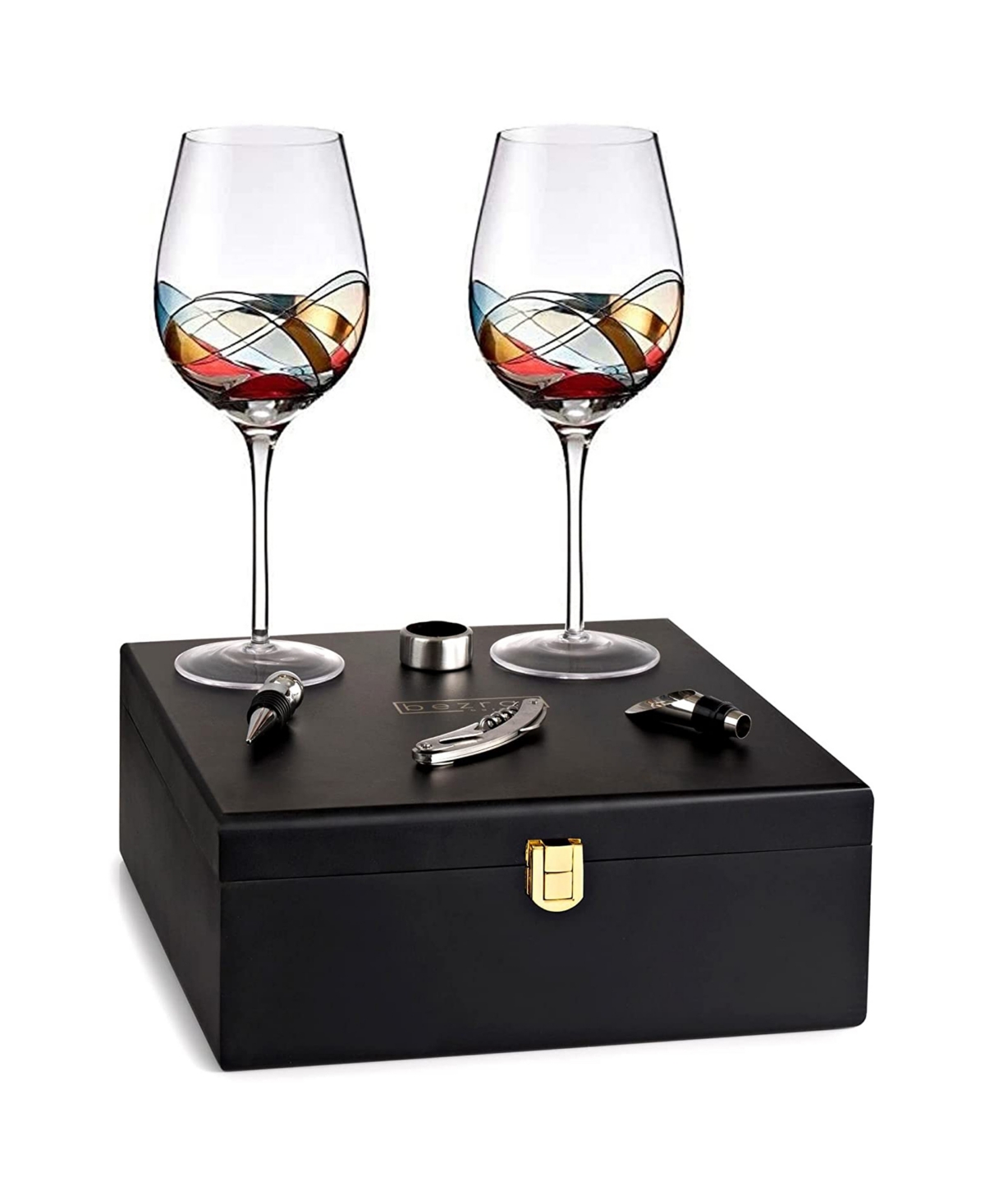 Bezrat Wine Glass Gift Set, 7 Piece In Red