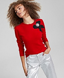 Women's 100% Cashmere Embellished Bow Sweater, Created for Macy's