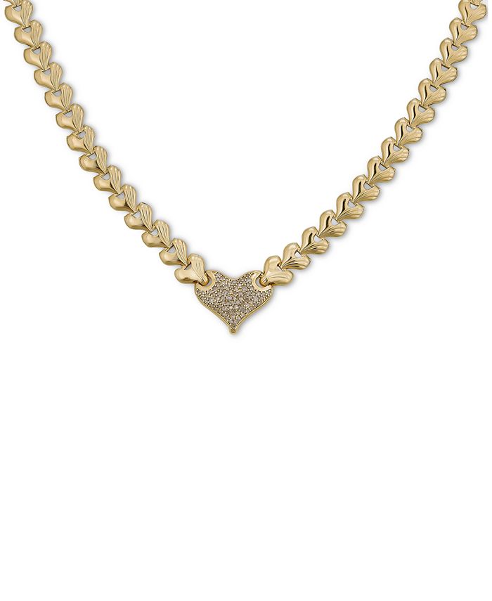 Macy's - Diamond Heart 17" Heart Link Necklace (5/8 ct. t.w.) in 14k Gold-Plated Sterling Silver