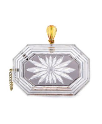 Women's Perfume Bottle Clear Flower Cut Acrylic Box Clutch