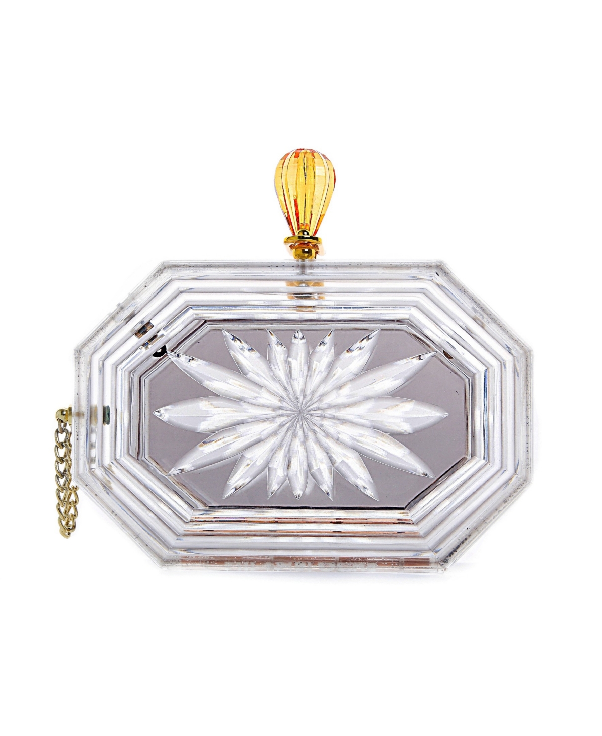 Women's Perfume Bottle Clear Flower Cut Acrylic Box Clutch