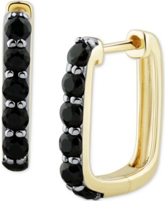 Macy's - Onyx Square Hoop Earrings in 14k Gold