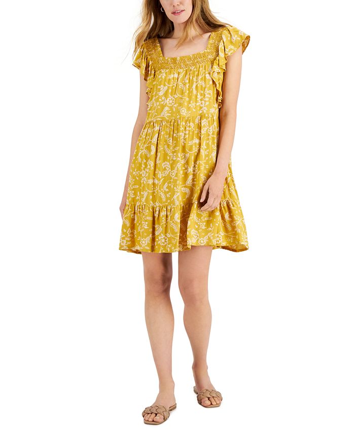 JAMIE & LAYLA Petite Printed Flutter-Sleeve A-Line Dress - Macy's