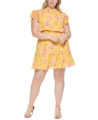Floral-Print Flutter-Sleeve Dress 