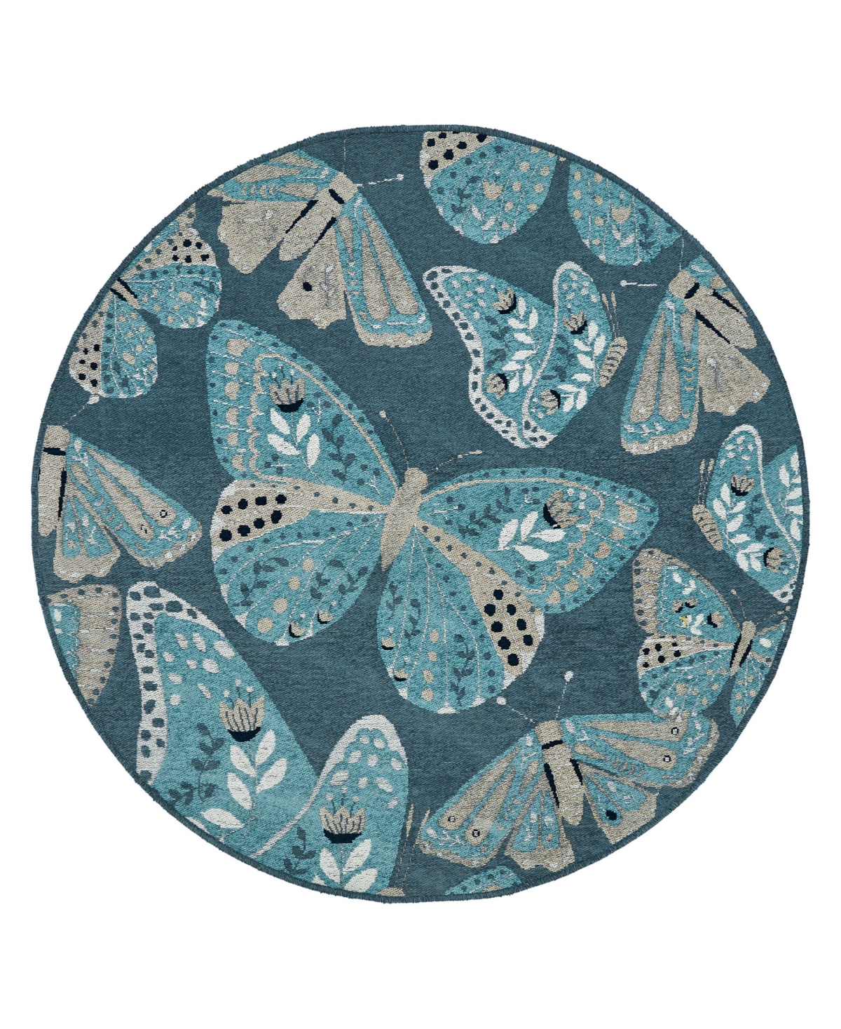 Hilary Farr Critter Comforts Hcc01-92 5' X 5' Round Area Rug In Blue