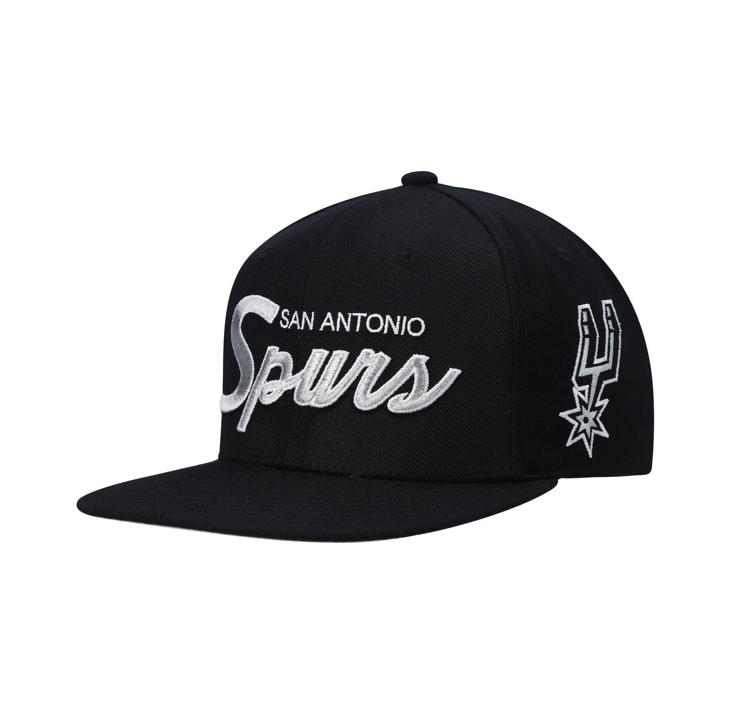 Men's Black San Antonio Spurs Hardwood Classics Script 2.0 Snapback Hat