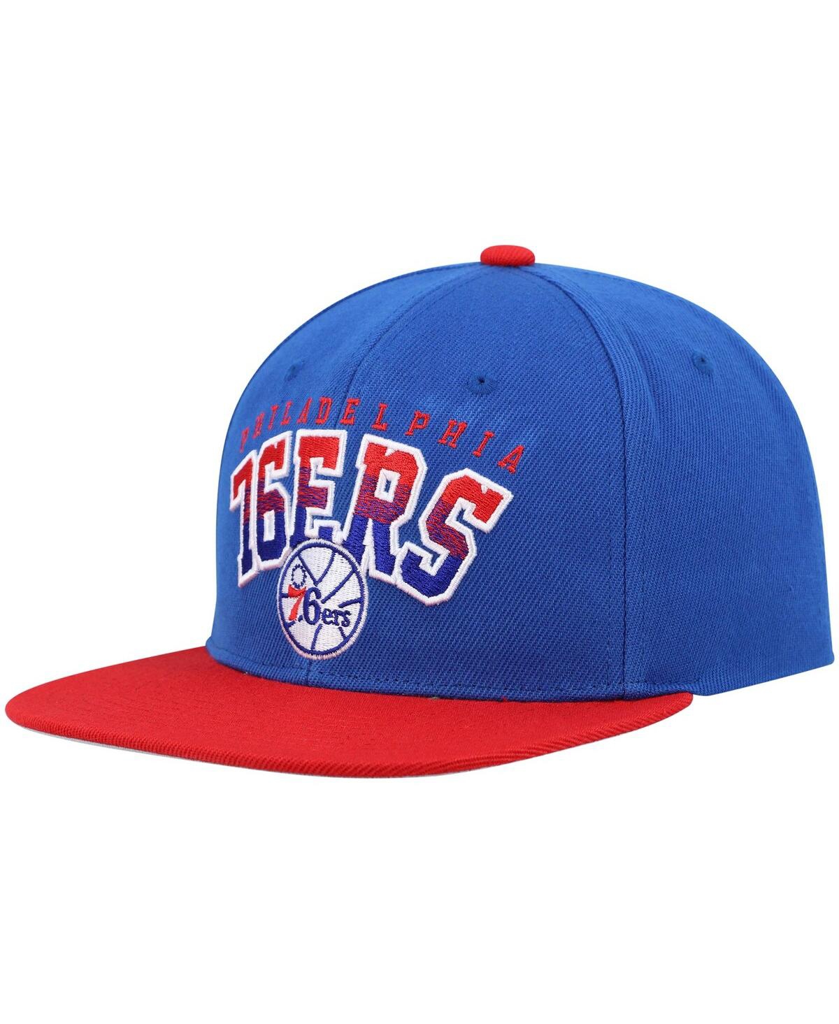 Mitchell & Ness Men's  Royal And Red Philadelphia 76ers Hardwood Classics Gradient Wordmark Snapback In Royal,red