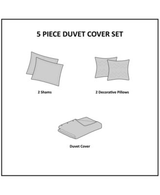 Livia Oversized Cotton 5-Pc. Duvet Cover Set, Full/Queen