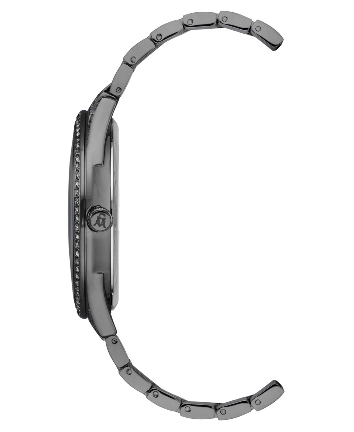 Steve Madden Women'sTone Metal Bracelet and Accented with Black Crystals Watch, 40mm - Black
