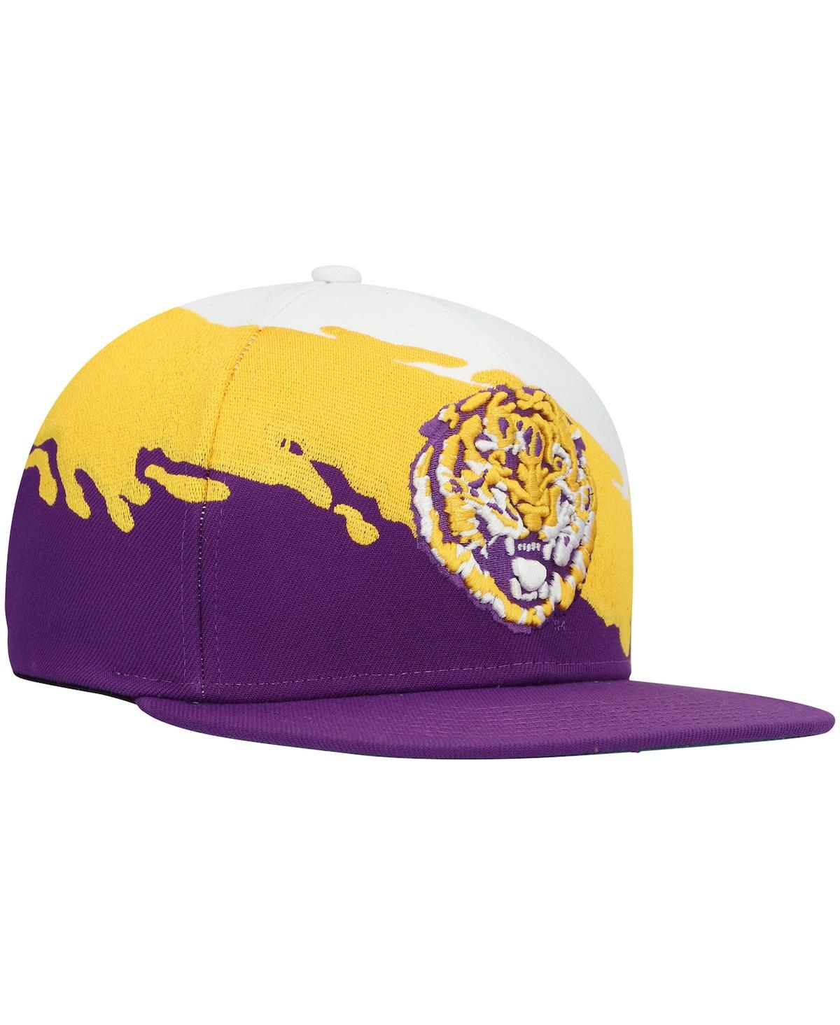 Men's Mitchell & Nessand White Lsu Tigers Paintbrush Snapback Hat - Purple, White