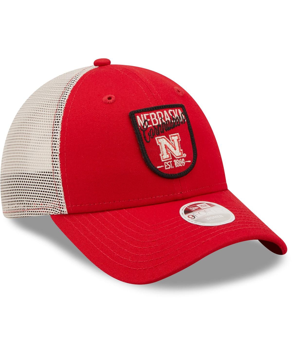 Women's New EraNebraska Huskers Retro State Trucker 9FORTY Snapback Hat - Scarlet