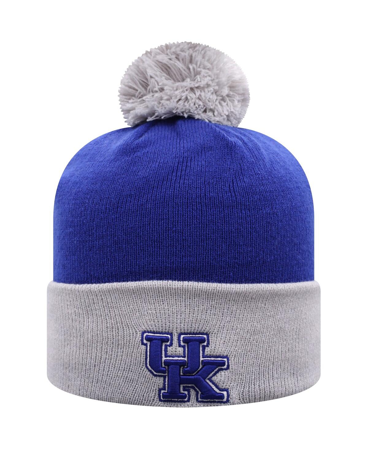 Top Of The World Men's  Royal And Gray Kentucky Wildcats Core 2-tone Cuffed Knit Hat With Pom In Royal,gray