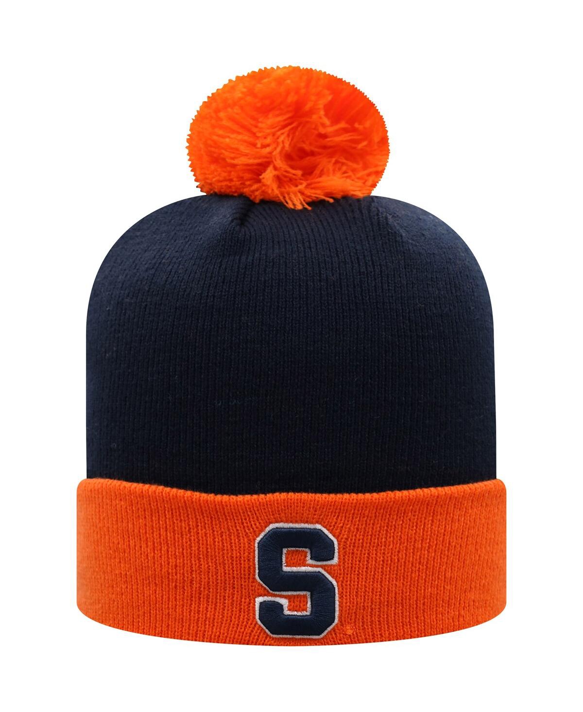 Top Of The World Men's  Navy And Orange Syracuse Orange Core 2-tone Cuffed Knit Hat With Pom In Navy,orange