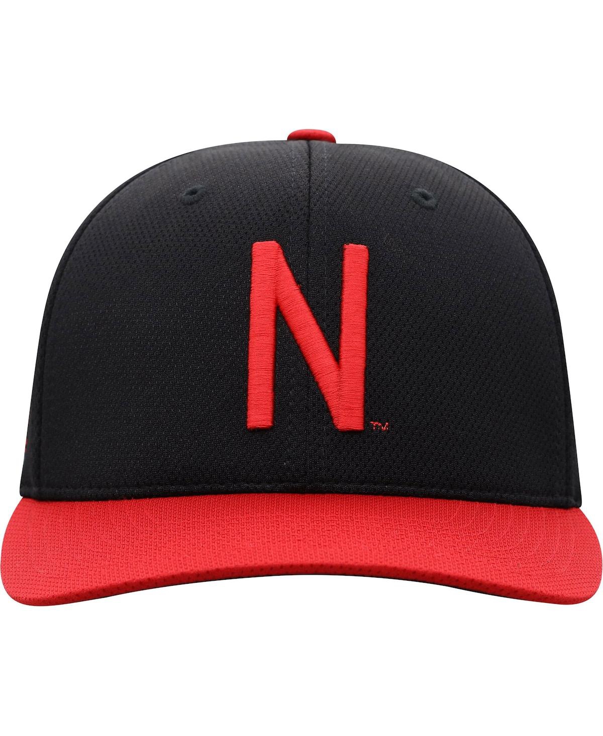 Shop Top Of The World Men's  Black, Scarlet Nebraska Huskers Two-tone Reflex Hybrid Tech Flex Hat