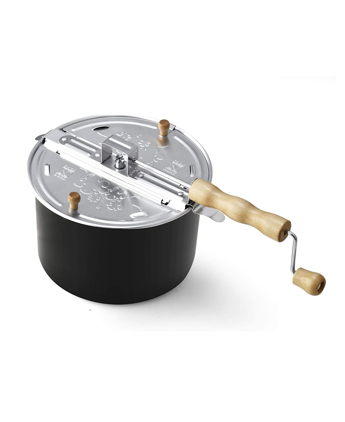 Cook N Home Stovetop Popcorn Popper with Crank, 6-Quart Aluminum Popcorn Pot,- Black