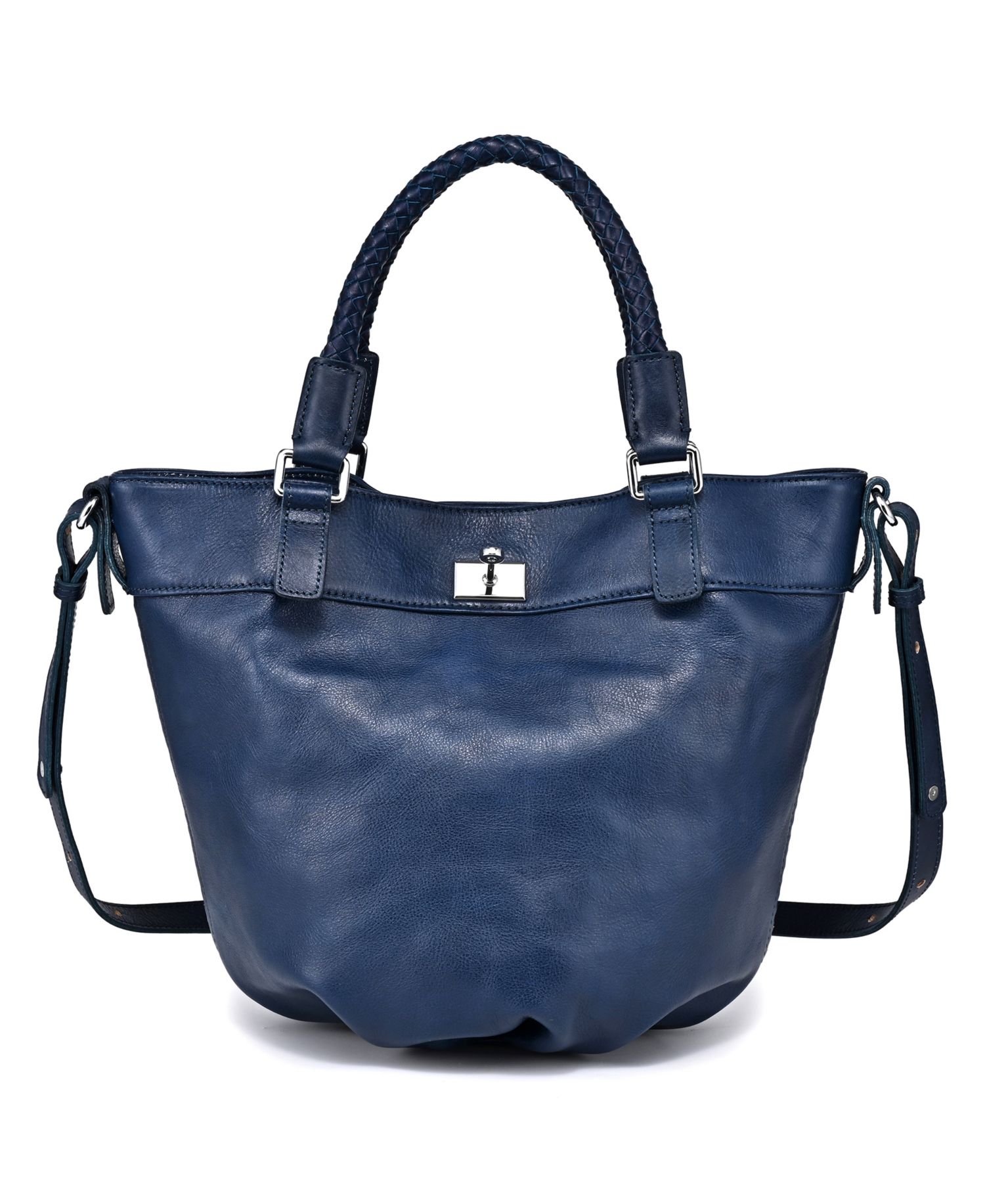 Pumpkin Small Leather Crossbody Bucket Bag