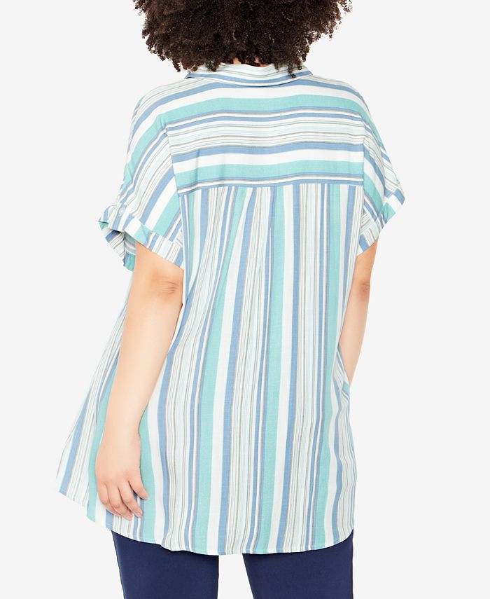 Avenue Plus Size Bowling Stripe Shirt & Reviews Tops Plus Sizes
