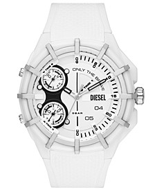 Men's Chronograph Framed White Silicone Strap Watch 51mm