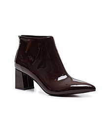 Women's Pointed Toe Flared Heeled Ankle Booties