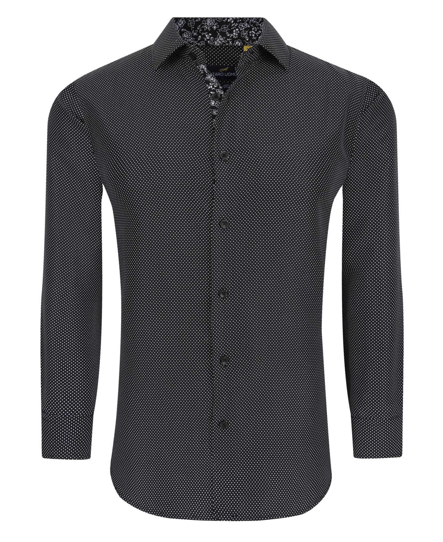 Мужская рубашка Azaro Uomo Business Geometric Long Sleeve Button Down Shirt, цвет: Чёрный — фото 3