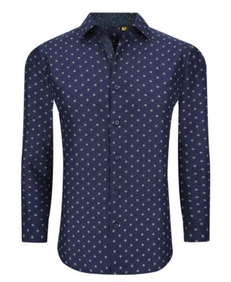 Men's Business Geometric Long Sleeve Button Down Shirt