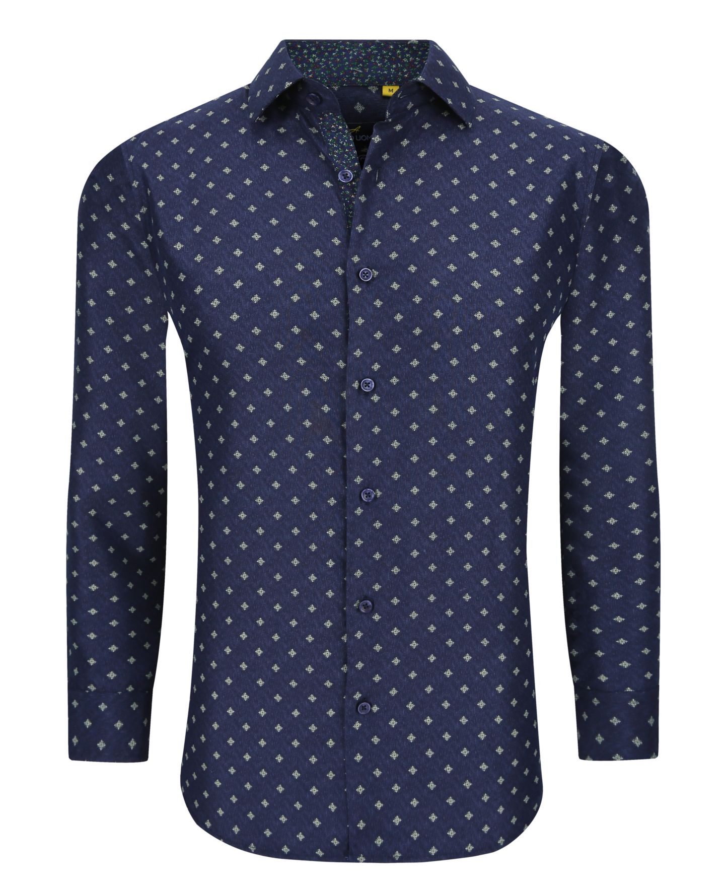 Мужская рубашка Azaro Uomo Business Geometric Long Sleeve Button Down Shirt, цвет: Тёмно-синий — фото 3