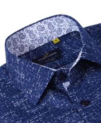 Men's Business Geometric Long Sleeve Button Down Shirt