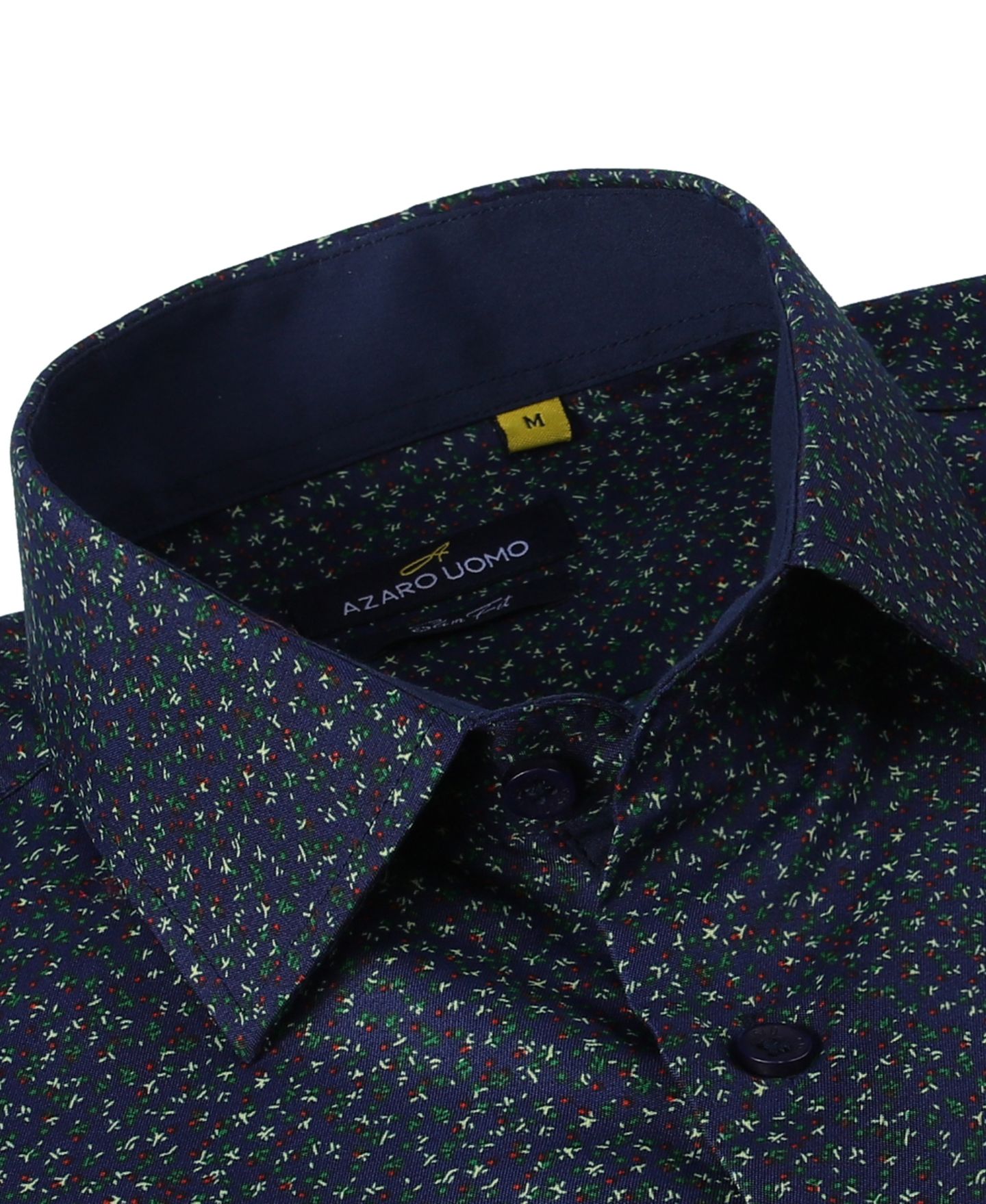 Мужская рубашка Azaro Uomo Business Geometric Long Sleeve Button Down Shirt, цвет: Тёмно-синий — фото 2