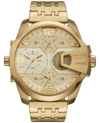 Diesel - Men's Chronograph Uber Chief Gold-Tone Stainless Steel Bracelet Watch 54mm