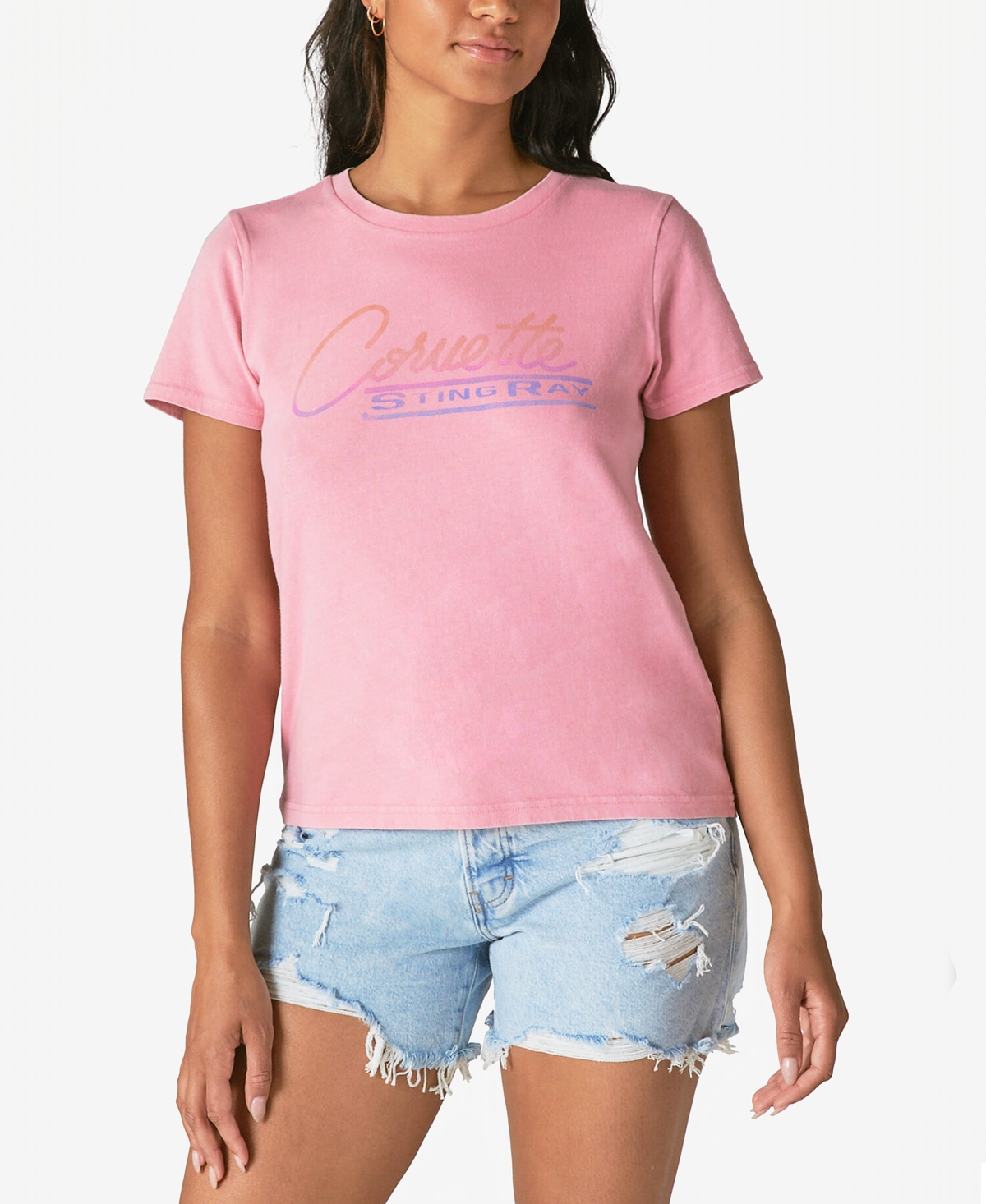 Shop Lucky Brand Women's Cotton Corvette T-shirt In Sea Pink