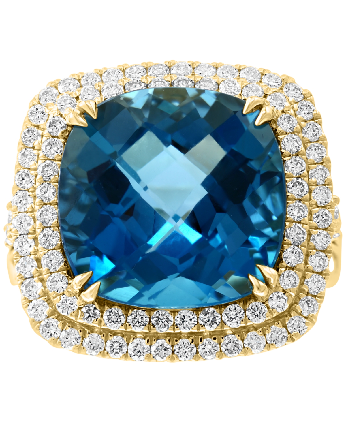 Effy(12-1/3 ct. t.w.) & Diamond (1-1/5 ct. t.w.) Halo Statement Ring in 14k White Gold (Also available in 14k Gold) - London Blue T