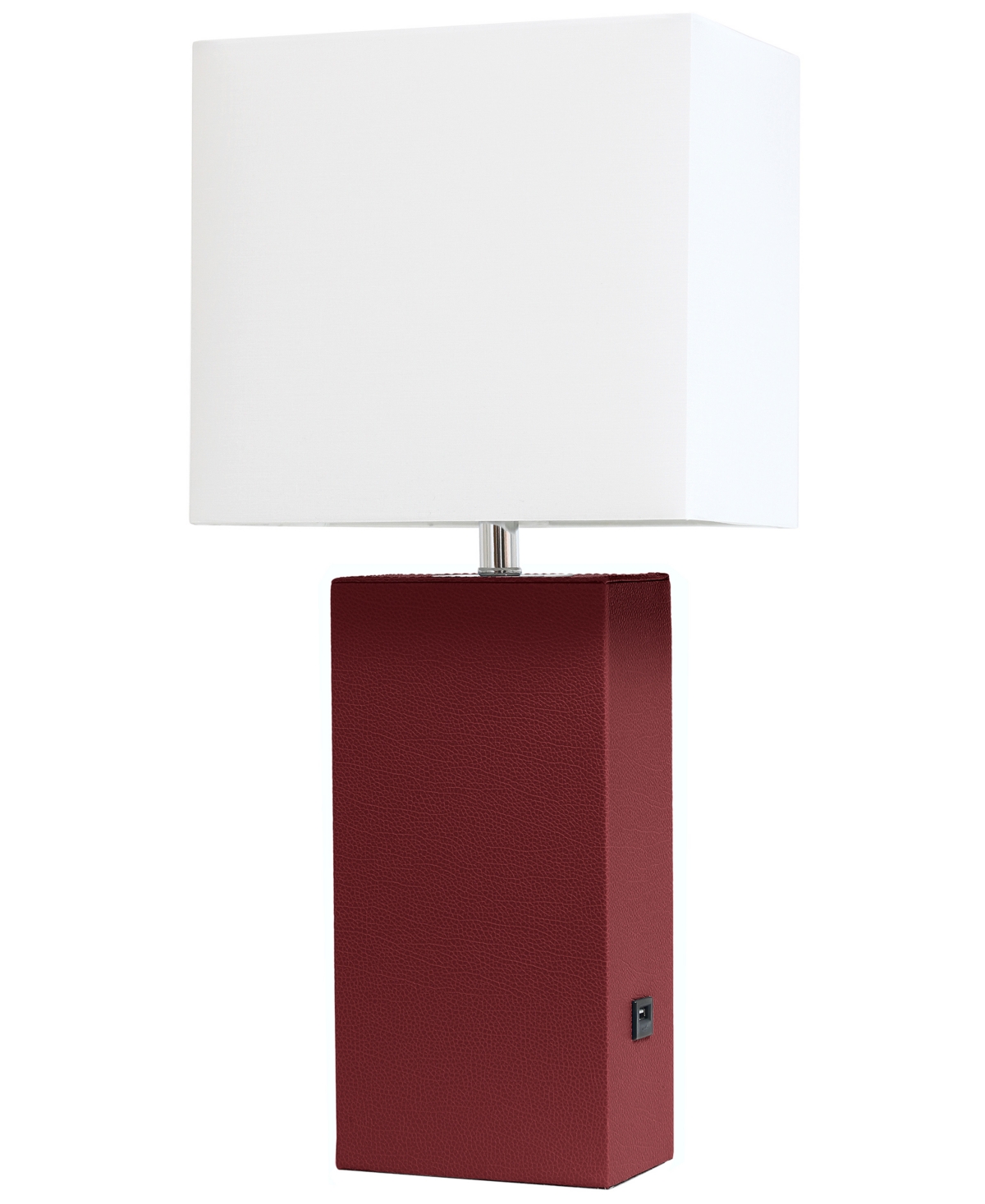 Elegant Designs Modern Leather Table Lamp With Usb In Red