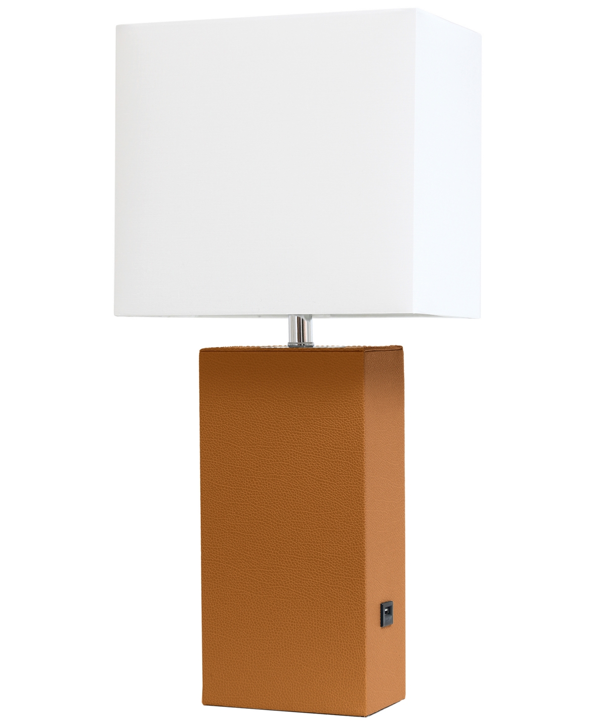 Elegant Designs Modern Leather Table Lamp With Usb In Tan