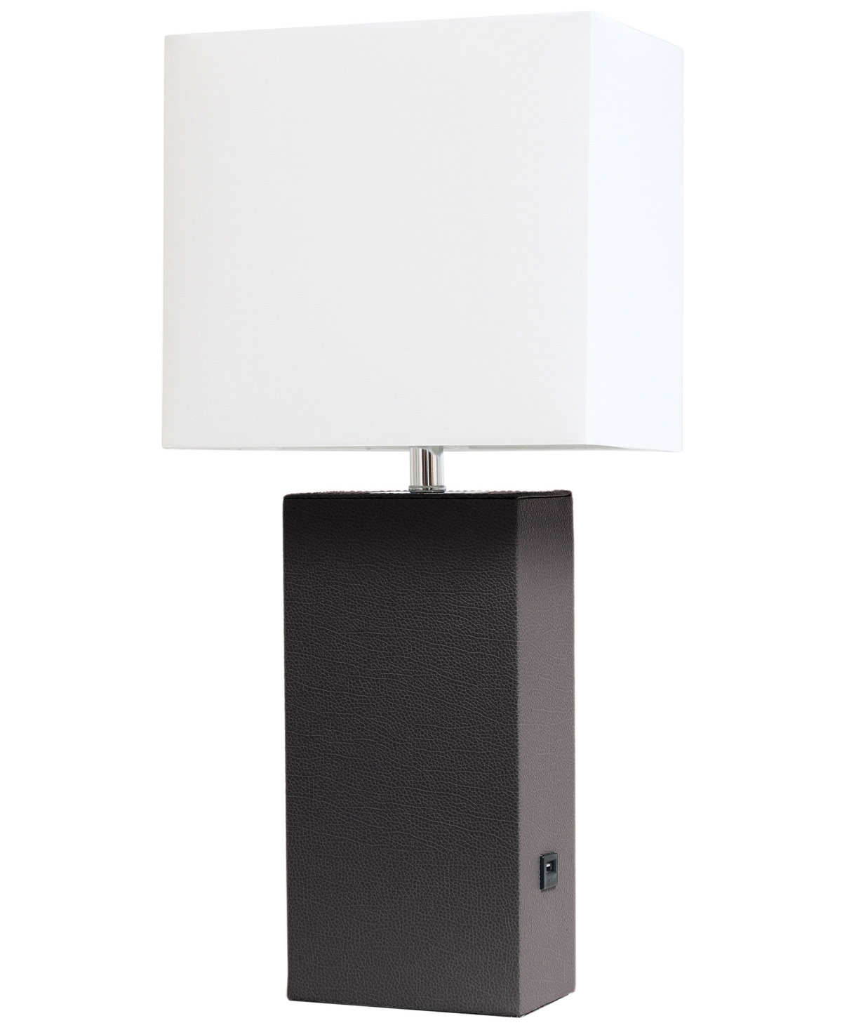 Elegant Designs Modern Leather Table Lamp With Usb In Brown