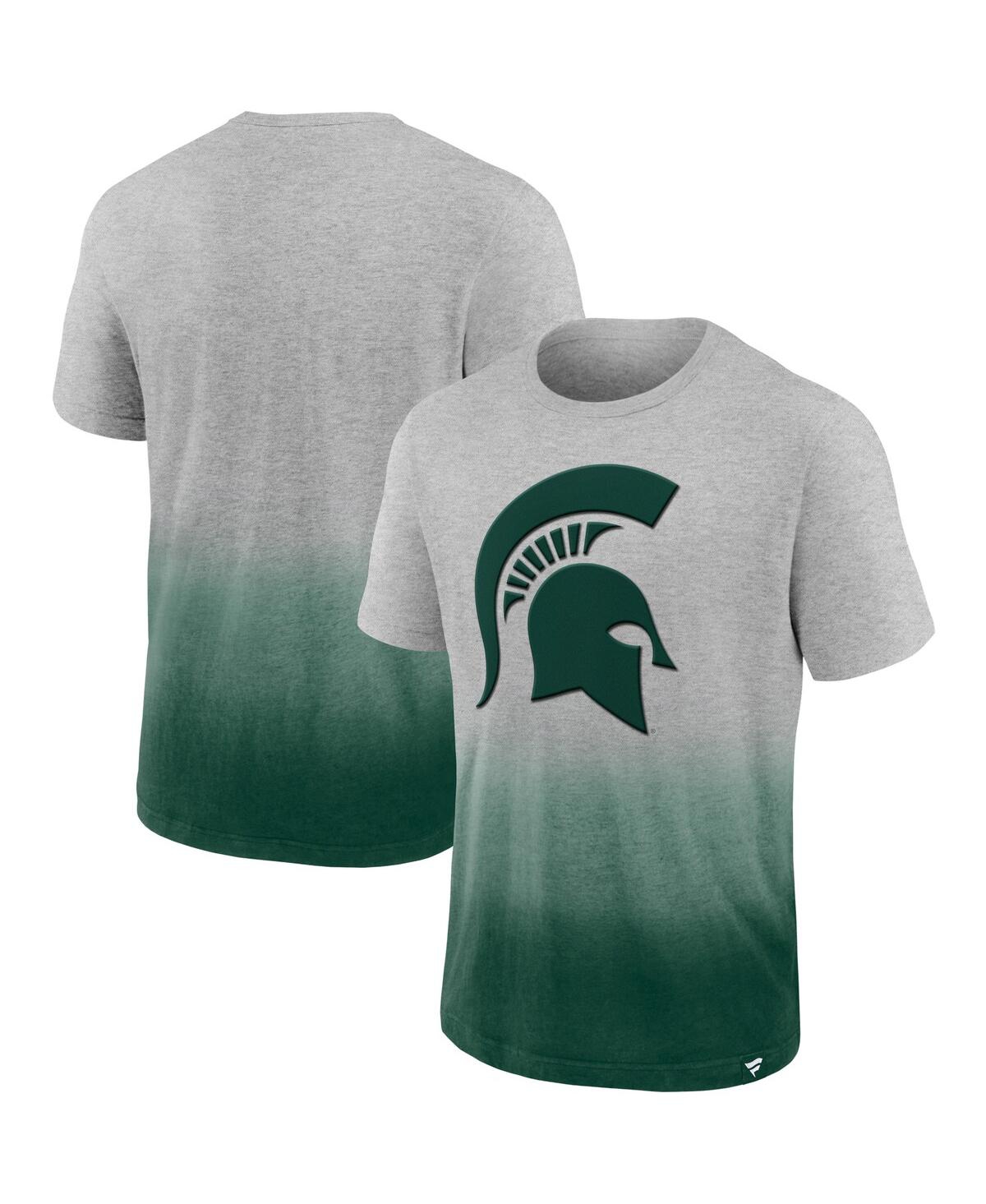 Shop Fanatics Men's  Heathered Gray, Green Michigan State Spartans Team Ombre T-shirt In Heathered Gray,green