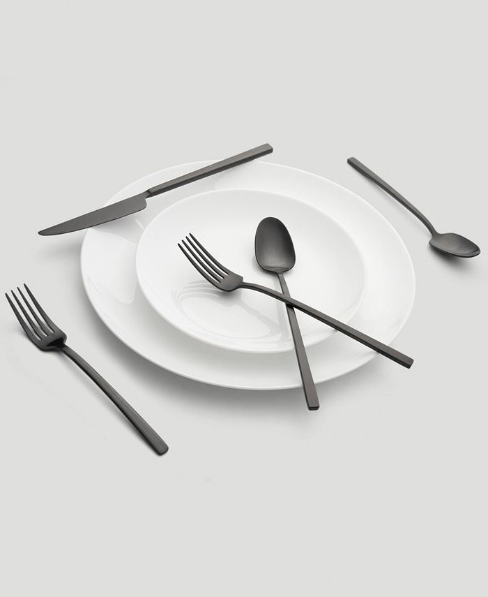 Cambridge Silversmiths Damaris Black Satin Flatware Set, 20 Piece Macy's