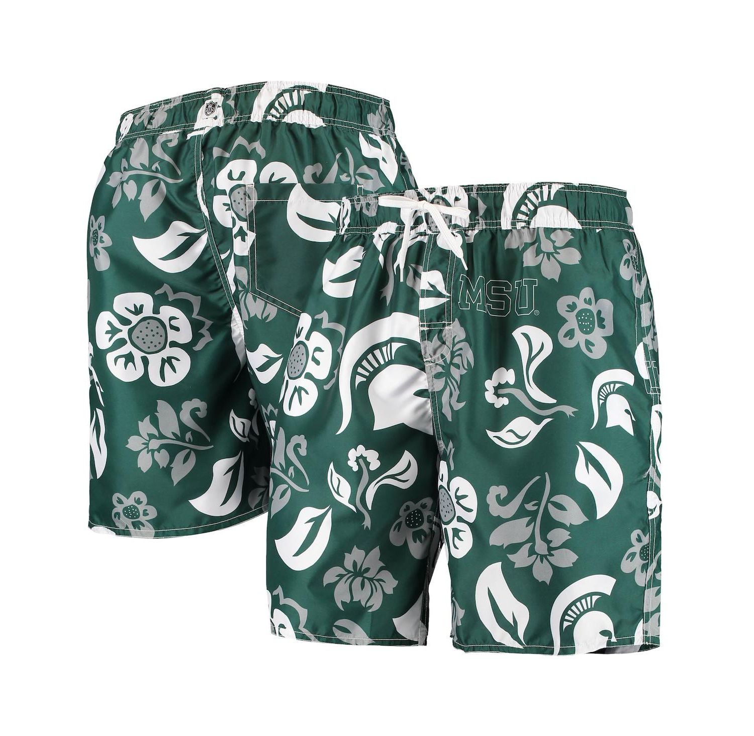 Men's Green Michigan State Spartans Floral Volley Swim Trunks