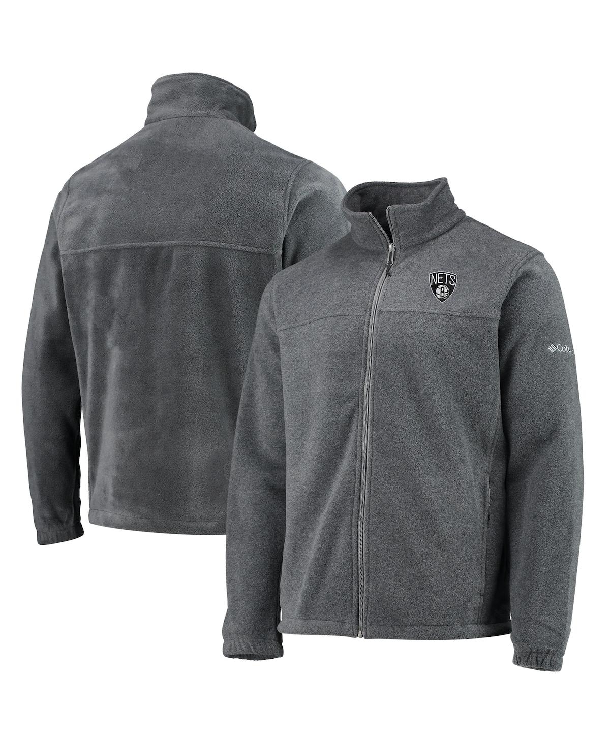 Shop Columbia Men's  Brooklyn Nets Heathered Charcoal Flanker Full-zip Jacket