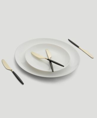 Gaze Two Tone Black-Gold Satin Spreaders Set, 4 Piece