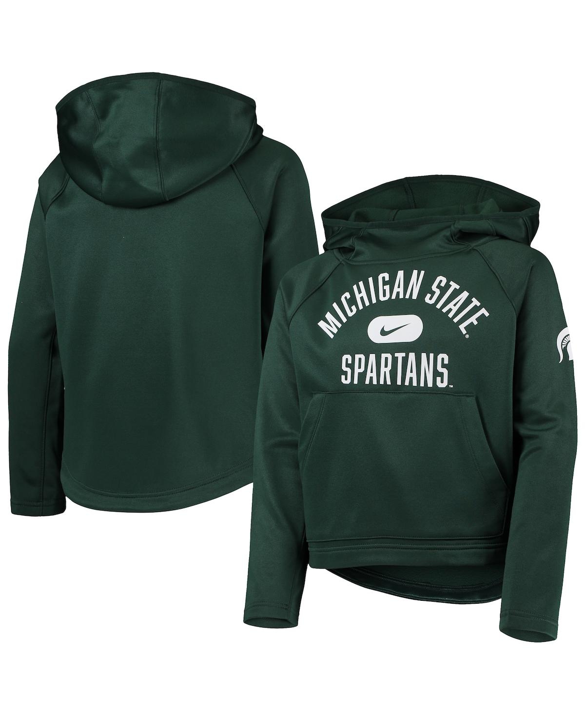 Youth Boys Nike Hunter Green Michigan State Spartans Spotlight Raglan Pullover Hoodie