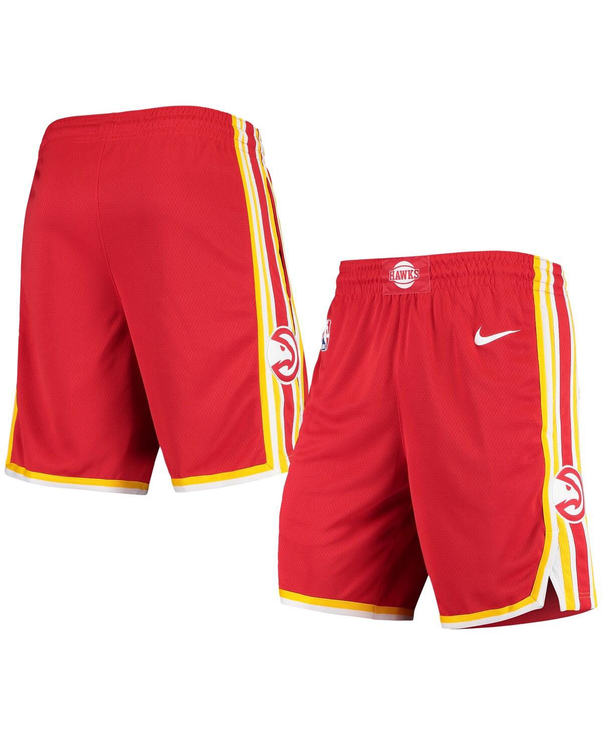 Nike Men's  Red, Gold Atlanta Hawks 2020/21 Association Edition Performance Swingman Shorts In Red,gold