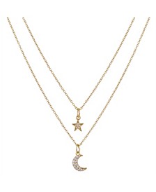 Women's Star and Moon 2-Piece Pendant Layered Necklace Set