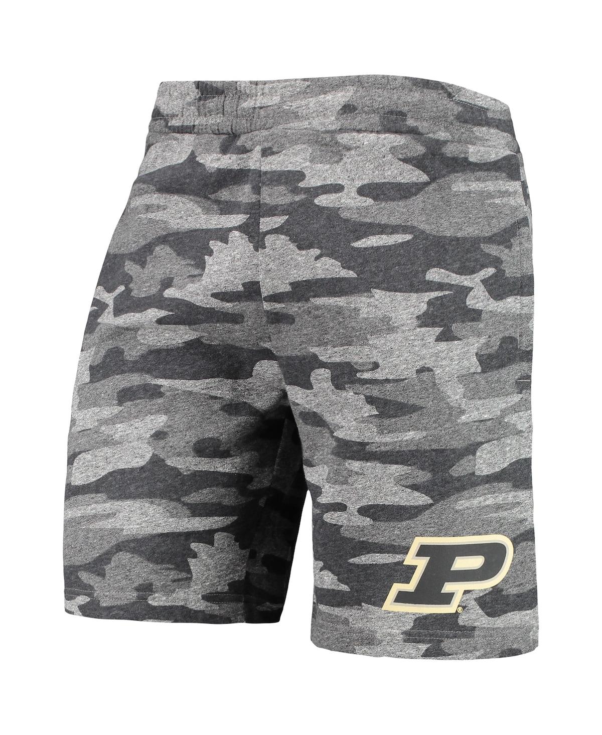 Concepts Sport Men's  Charcoal, Gray Purdue Boilermakers Camo Backup Terry Jam Lounge Shorts In Charcoal,gray