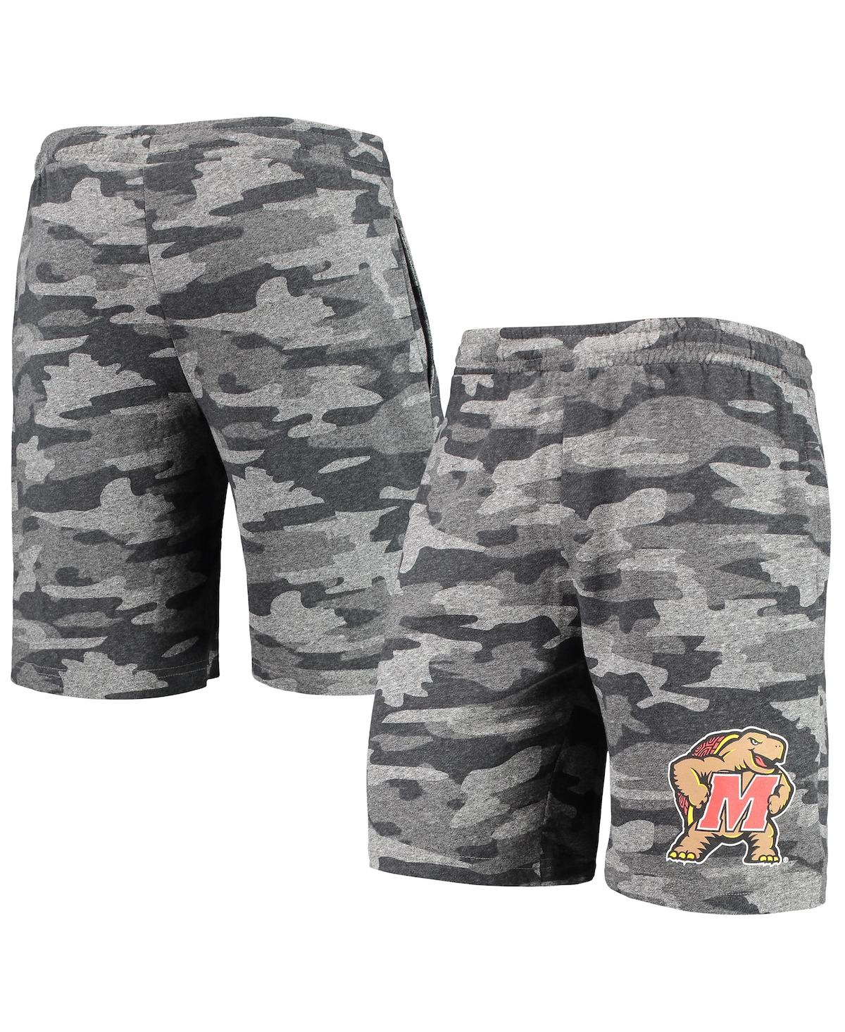 Concepts Sport Men's  Charcoal, Gray Maryland Terrapins Camo Backup Terry Jam Lounge Shorts In Charcoal,gray