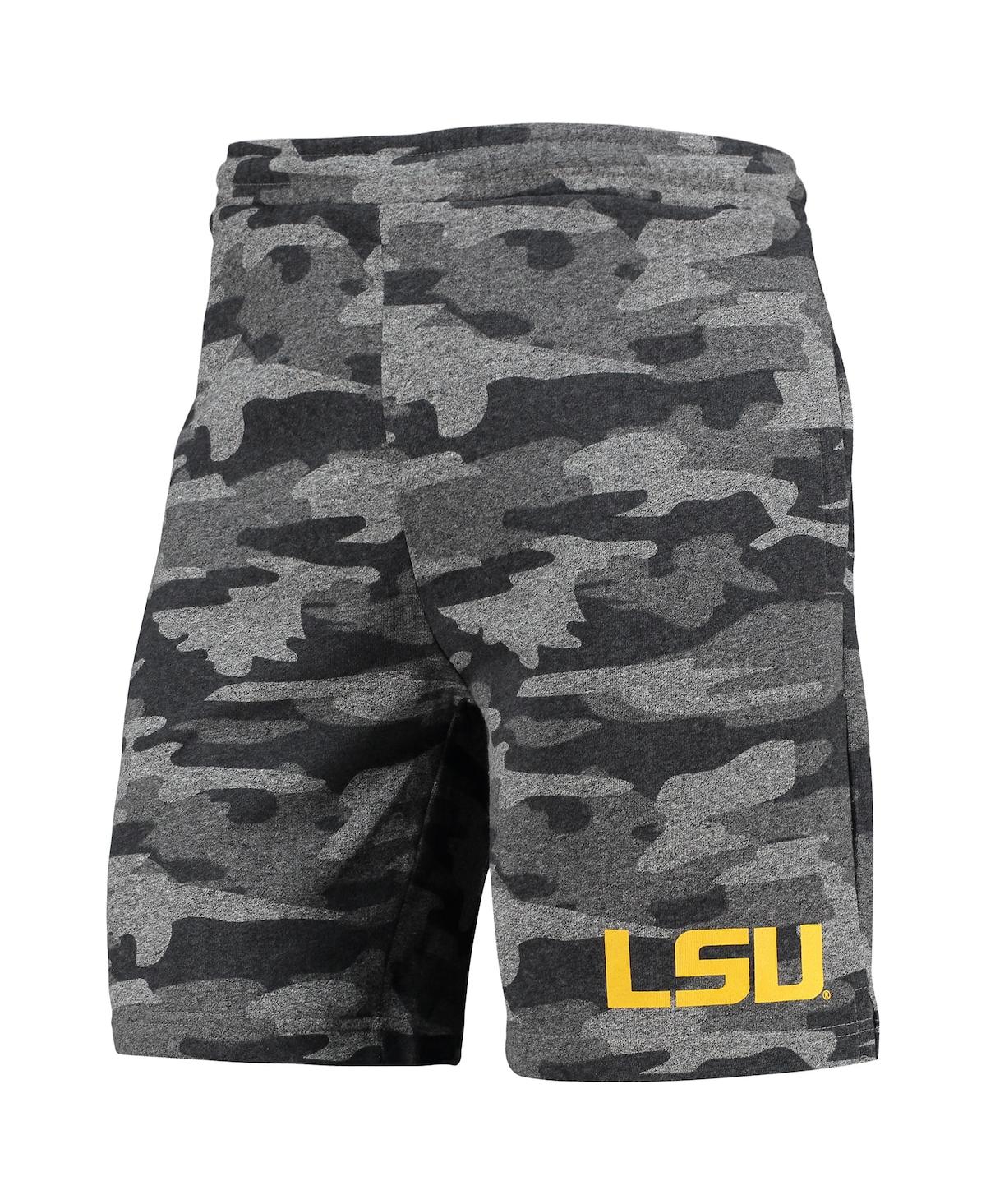 Concepts Sport Men's  Charcoal, Gray Lsu Tigers Camo Backup Terry Jam Lounge Shorts In Charcoal,gray