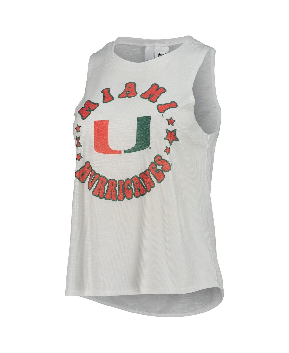 Shop Concepts Sport Women's  Green, White Miami Hurricanes Ultimate Flannel Tank Top And Shorts Sleep Set In Green,white