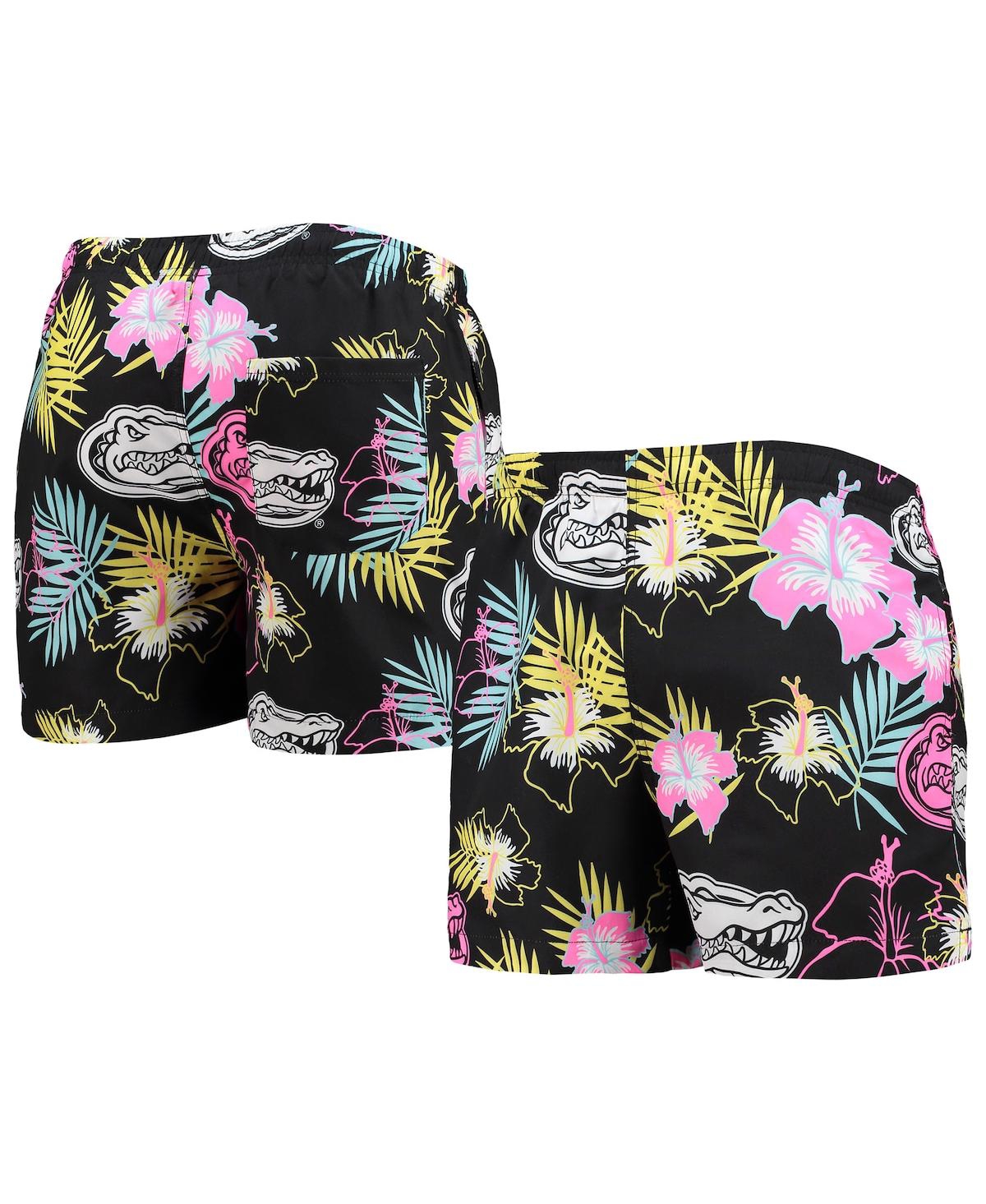 Foco Black Florida Gators Neon Floral Swim Trunks In Black