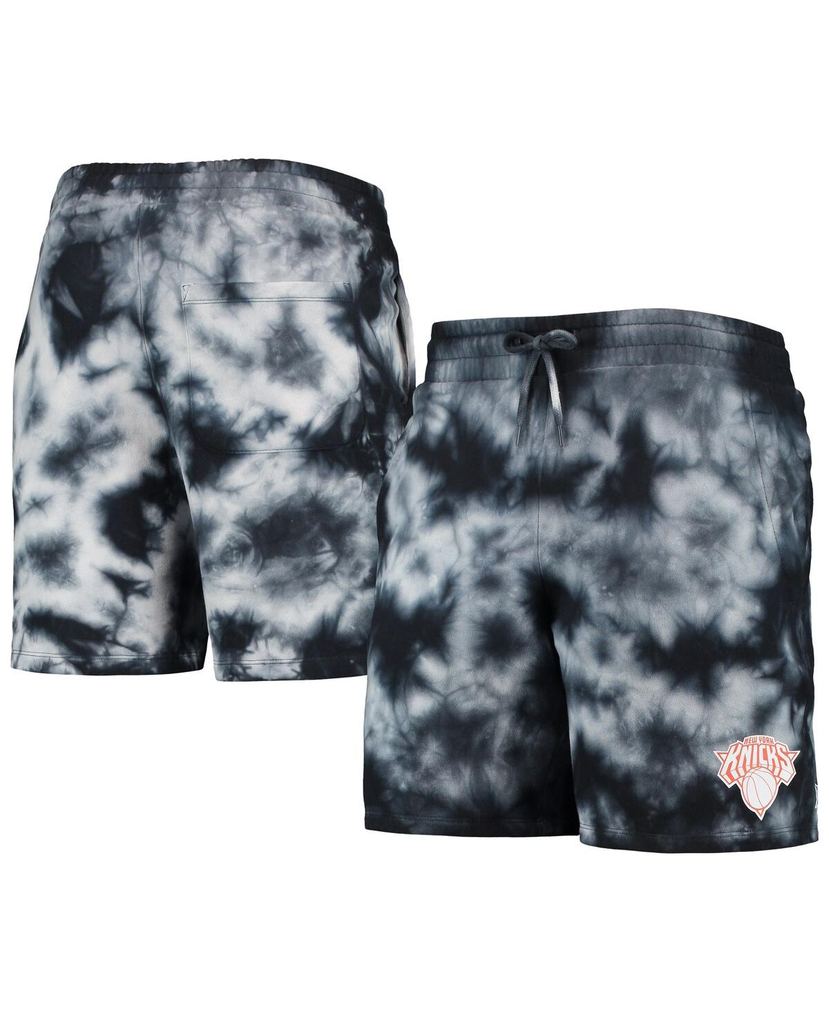 NEW ERA MEN'S NEW ERA BLACK NEW YORK KNICKS FLEECE TIE-DYE SHORTS 